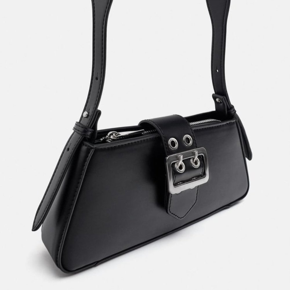 Zara Black Buckle Shoulder Bag - Picture 5 of 6